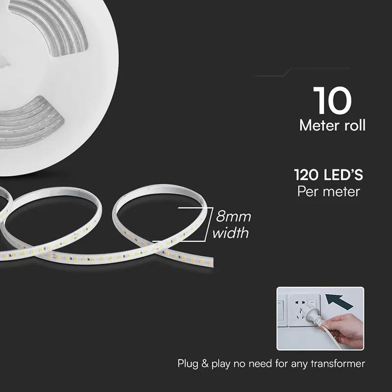 Banda LED SMD 2835 10.5W/M 220-240V IP65 Rosu Rola 10M