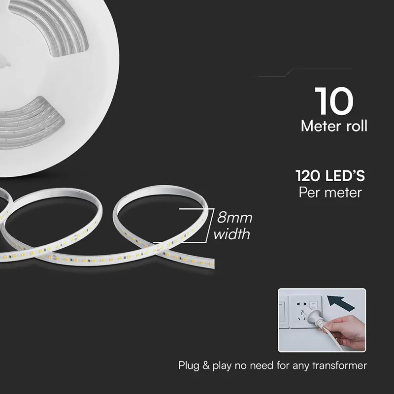 Banda LED SMD 2835 10.5W/M 220-240V IP65 4000K Rola 10M