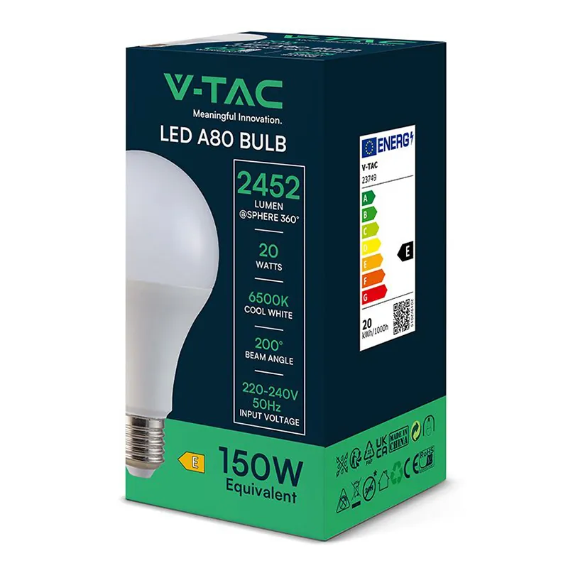 Bec LED A80 E27 20W 6500K Alb Rece