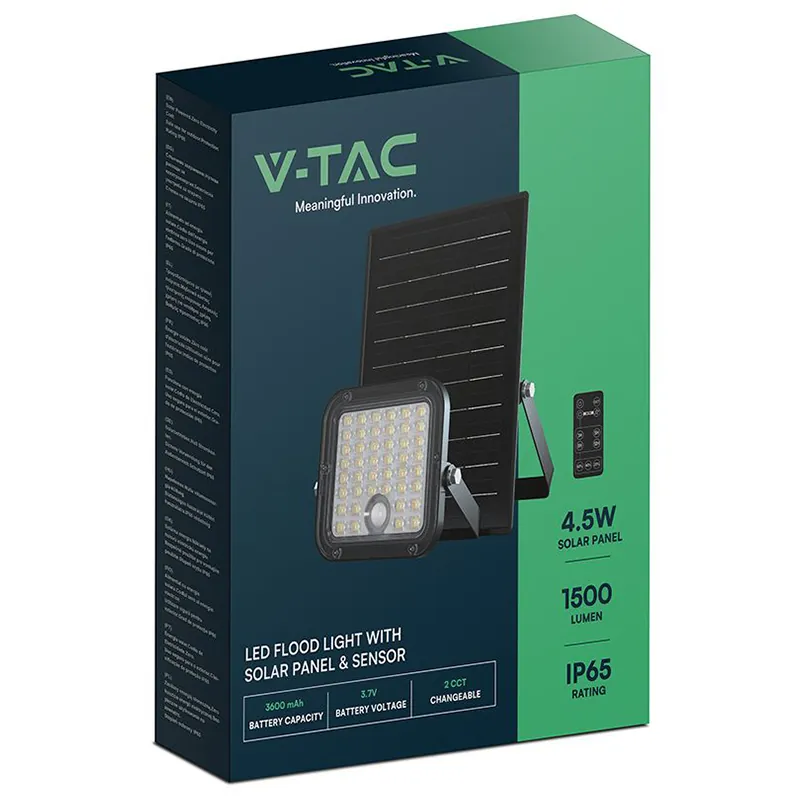 Reflector cu Incarcare Solara 10W 1500LM 4000+6400K - Negru