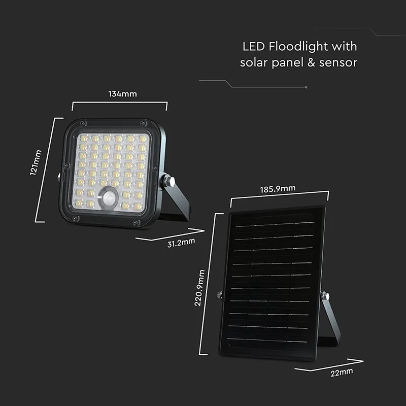 Reflector cu Incarcare Solara 10W 1500LM 4000+6400K - Negru