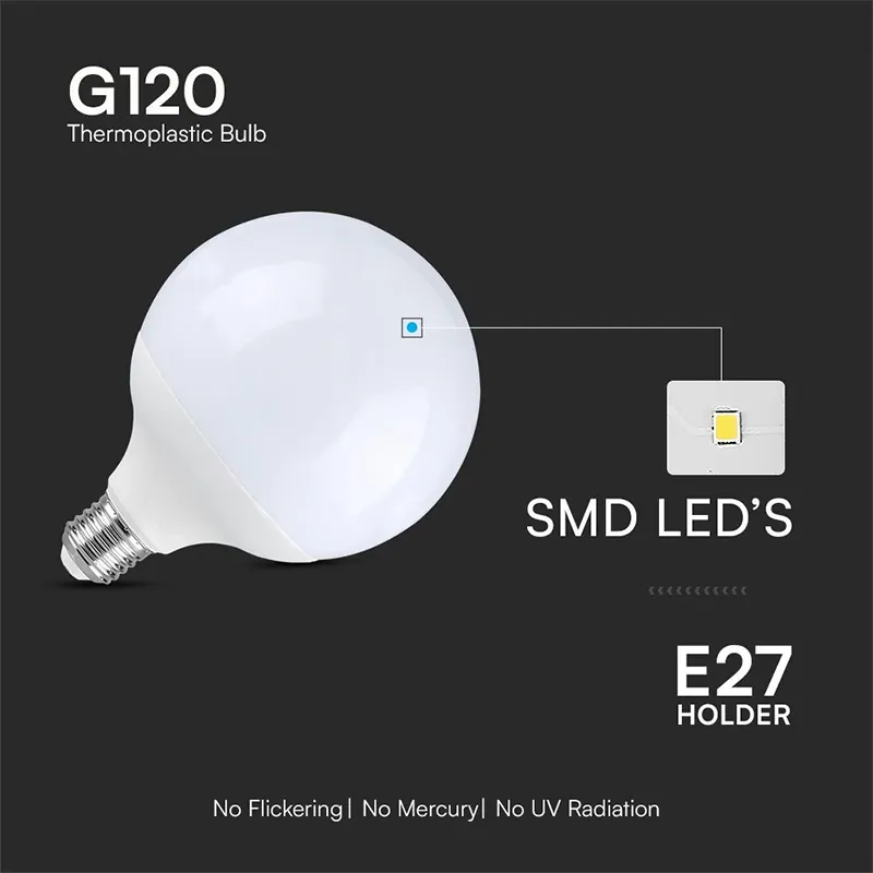 Bec LED G120 E27 22W 6400K Alb Rece