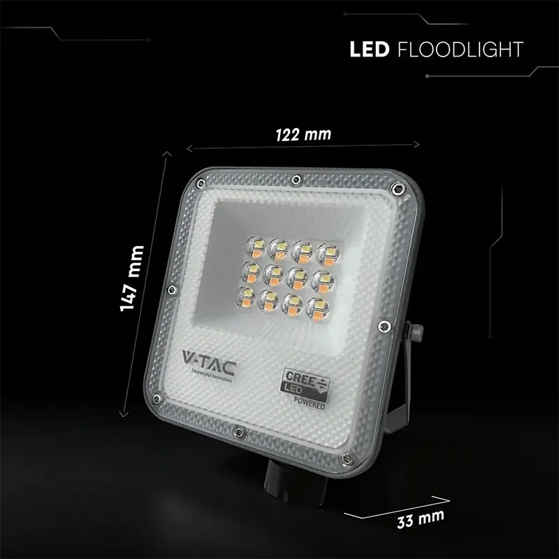Reflector LED SMD 10W 3IN1 IP65 Cip Cree- Negru/Gri