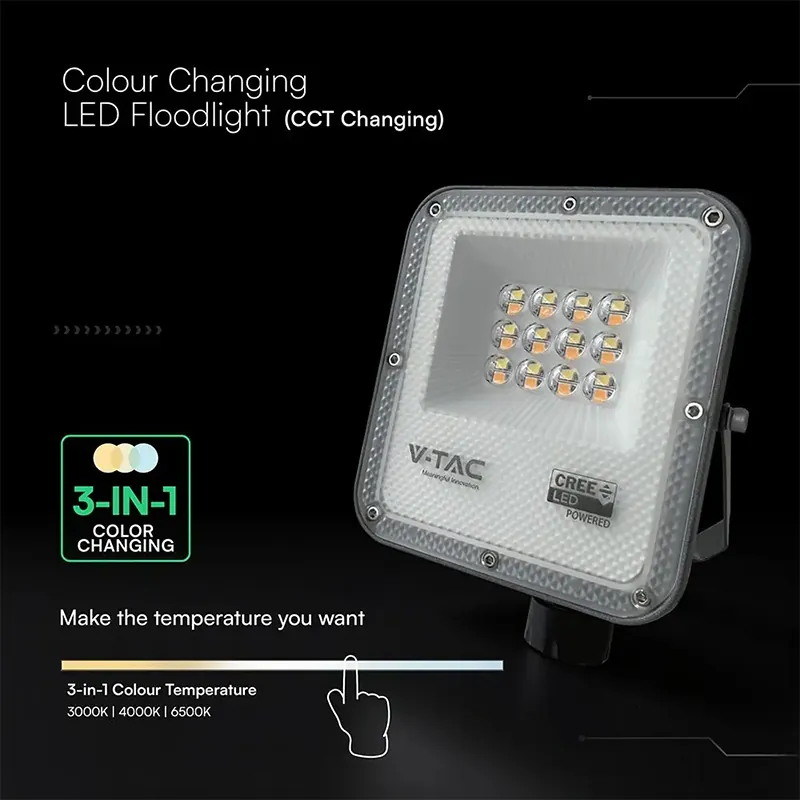 Reflector LED SMD 10W 3IN1 IP65 Cip Cree- Negru/Gri