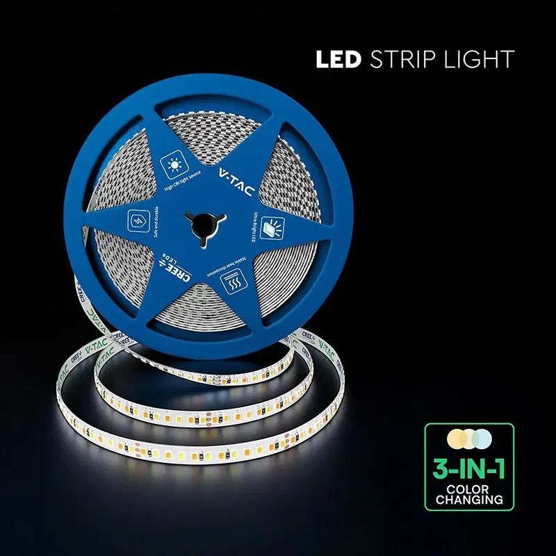 Banda LED 5MM 8W/M 24V IP20 Rola 10M 3IN1 Cip Cree