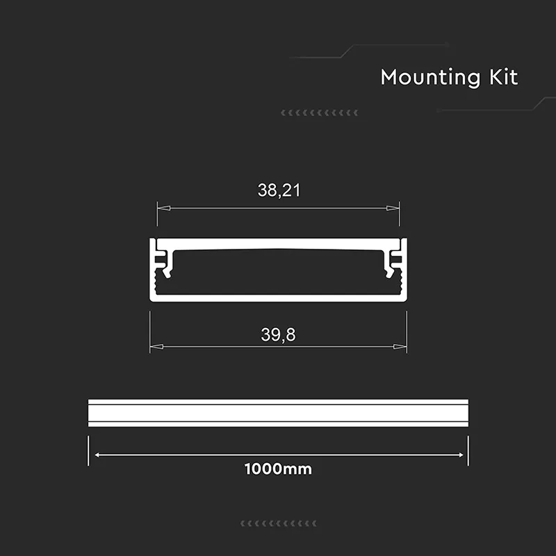 Profil Aluminiu pentru Banda LED 2M 40MM X 10MM - Argintiu