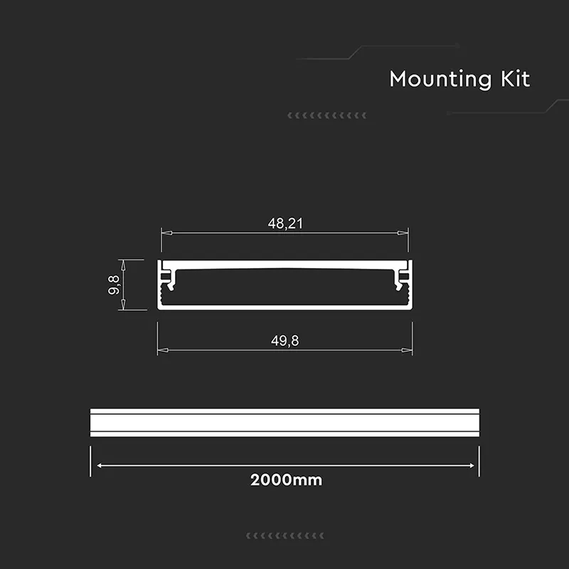 Profil Aluminiu pentru Banda LED 2M 50MM X 10MM - Argintiu