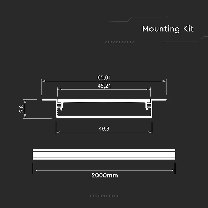 Profil Aluminiu pentru Banda LED 2M 50MM X 10MM - Argintiu
