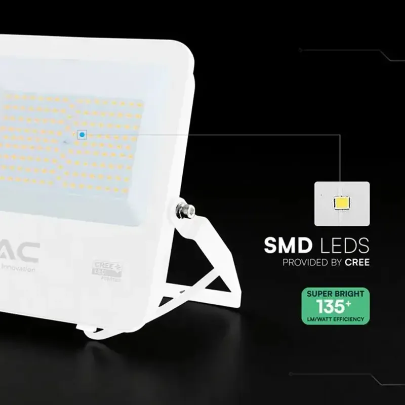 Reflector LED 100W 135LM/W 6500K IP65 Cablu 1M Cip Cree - Alb