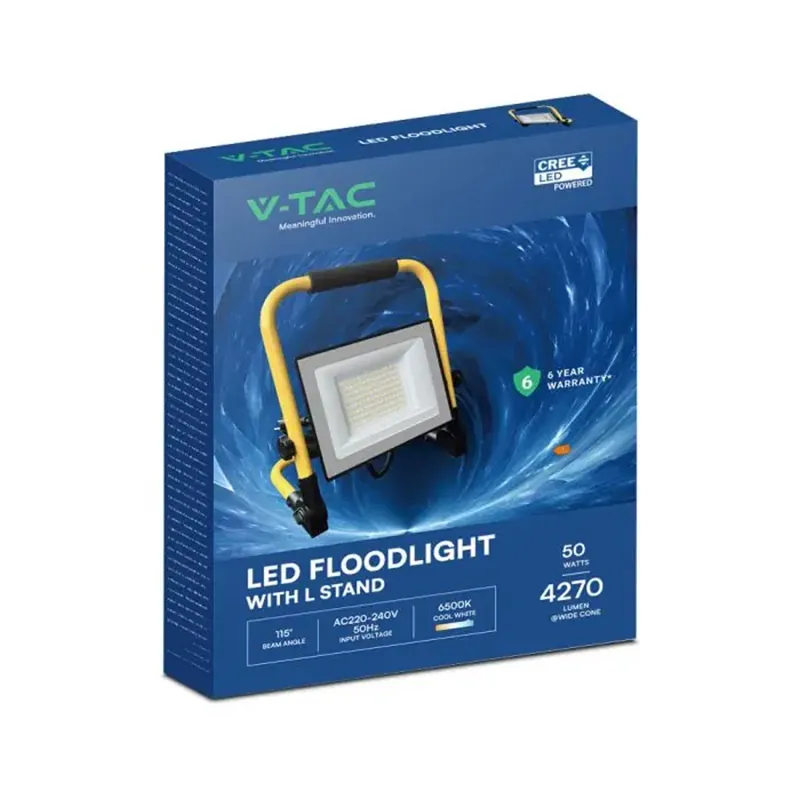 Reflector LED 50W 4000K Cablu 3M + Stand Cip Cree - Negru/Galben