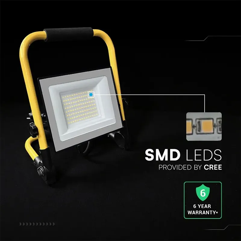 Reflector LED 50W 4000K Cablu 3M + Stand Cip Cree - Negru/Galben