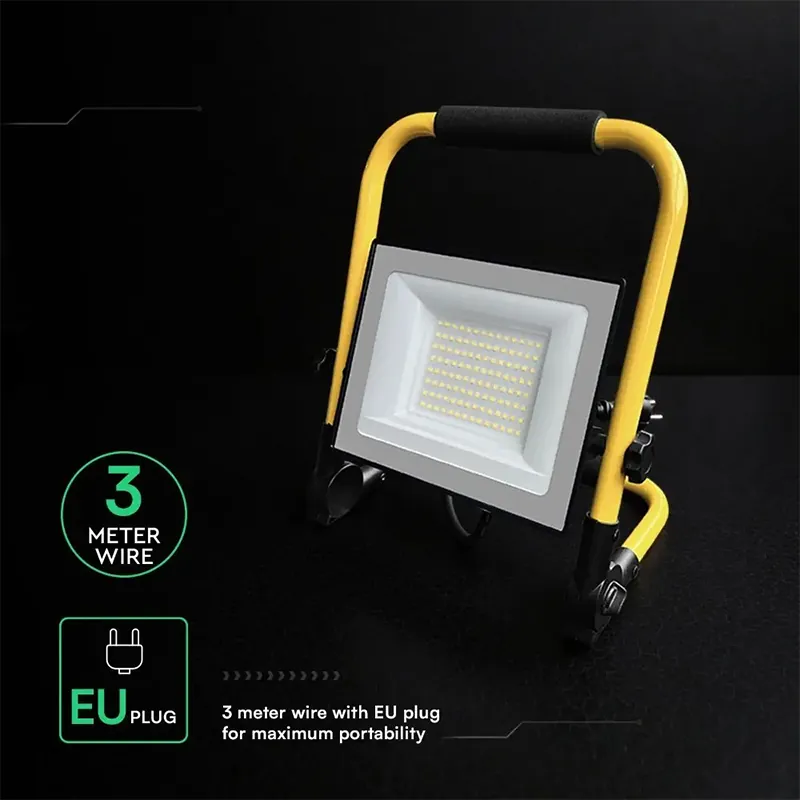 Reflector LED 50W 4000K Cablu 3M + Stand Cip Cree - Negru/Galben