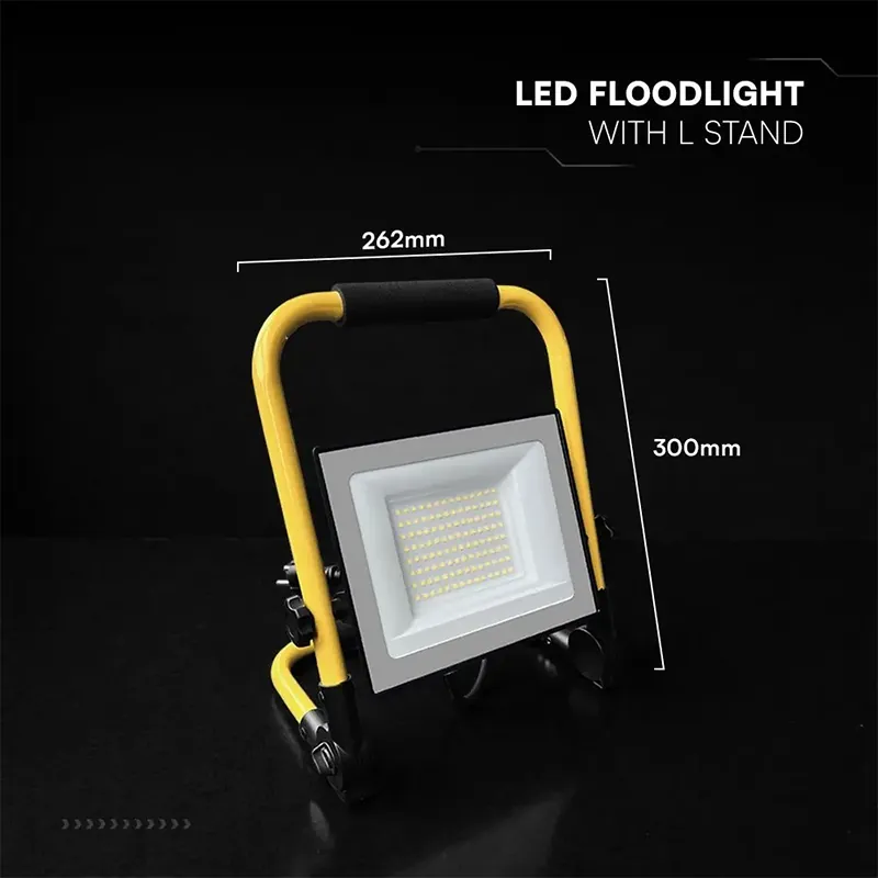Reflector LED 50W 6500K Cablu 3M + Stand Cip Cree - Negru/Galben