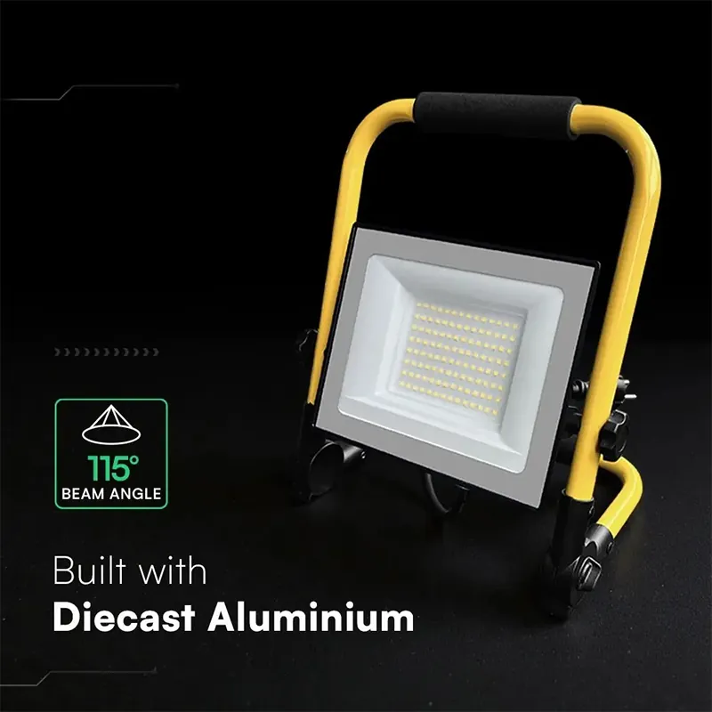 Reflector LED 50W 6500K Cablu 3M + Stand Cip Cree - Negru/Galben