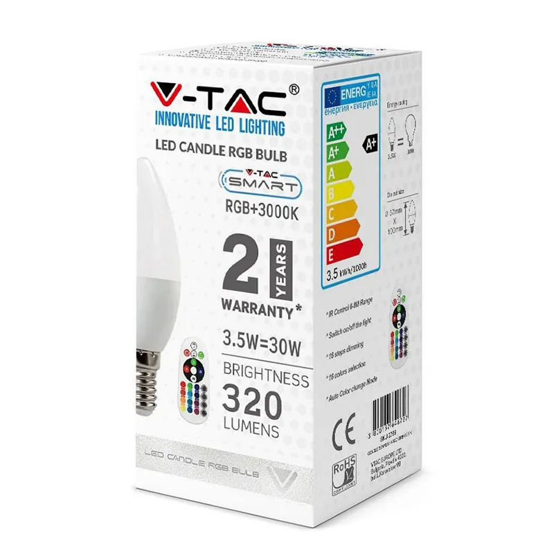 Bec LED E14 3.5W Dimabil RGB si 6400K + Telecomanda