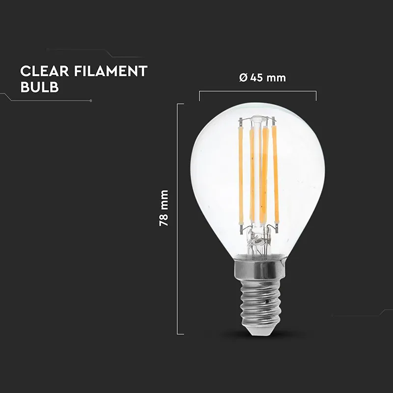 Bec Filament LED P45 E14 6W 130LM/Wat 2700K Alb Cald