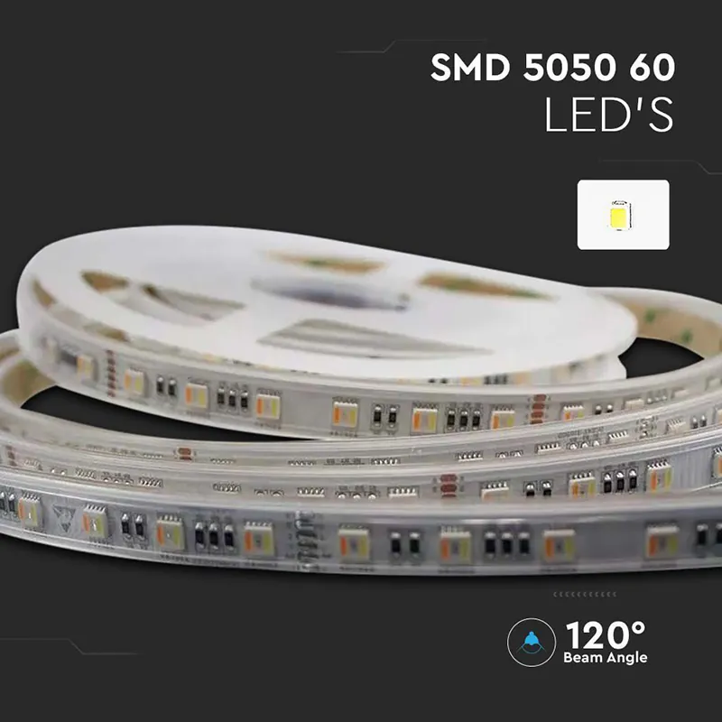 Banda LED 24V SMD5050 60LED/M 3IN1 RGB + Alb IP65 5M