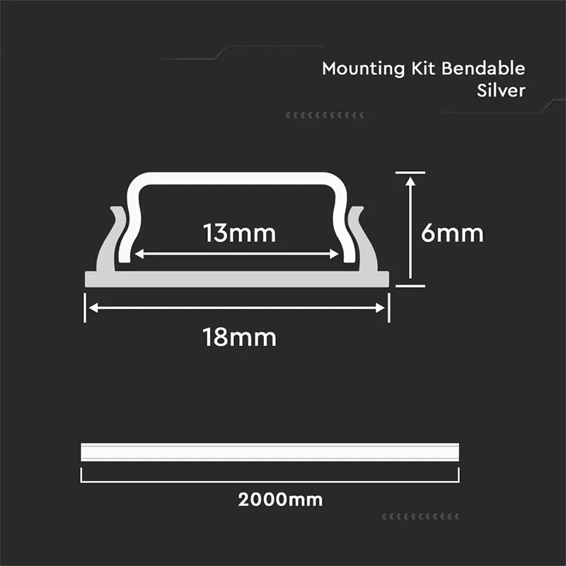 Profil Aluminiu pentru Banda LED Flexibil 2M 18MM X 6MM