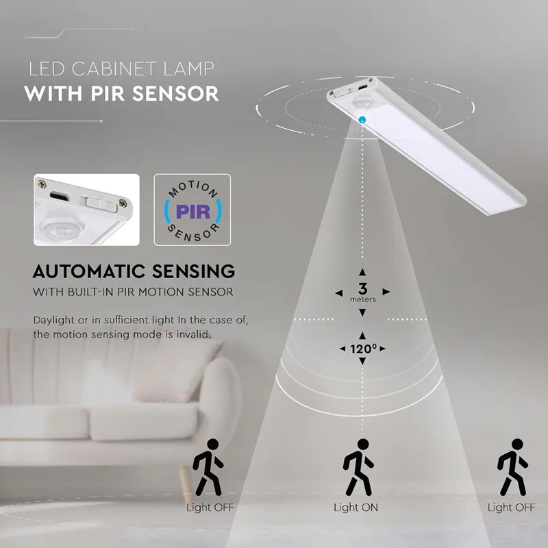 Corp Iluminat LED 2W 3000K IP20 cu Senzor Miscare - Argintiu
