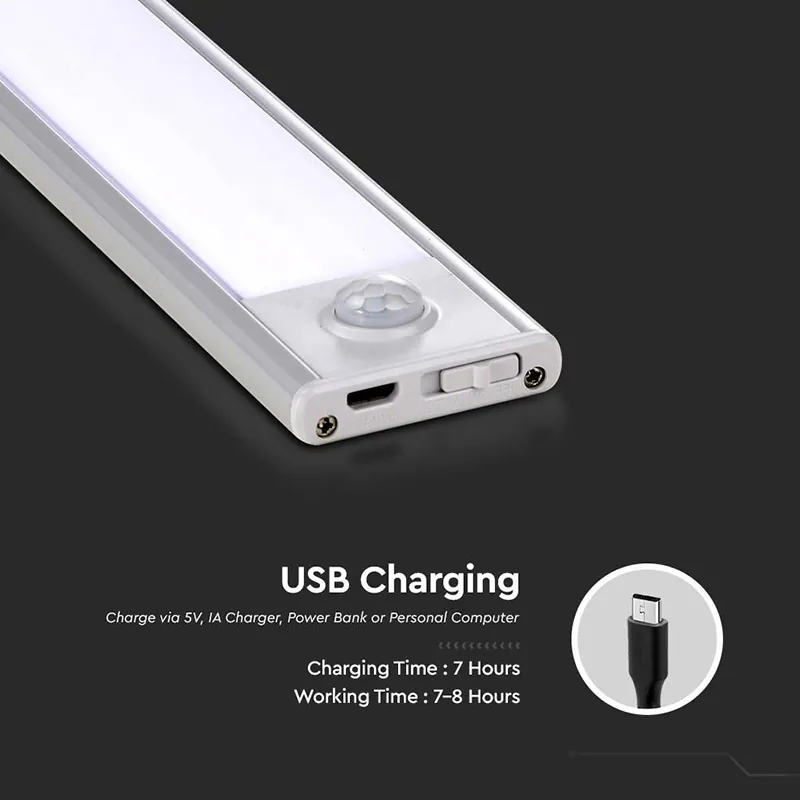 Corp Iluminat LED 2.5W 3000K IP20 cu Senzor Miscare - Argintiu