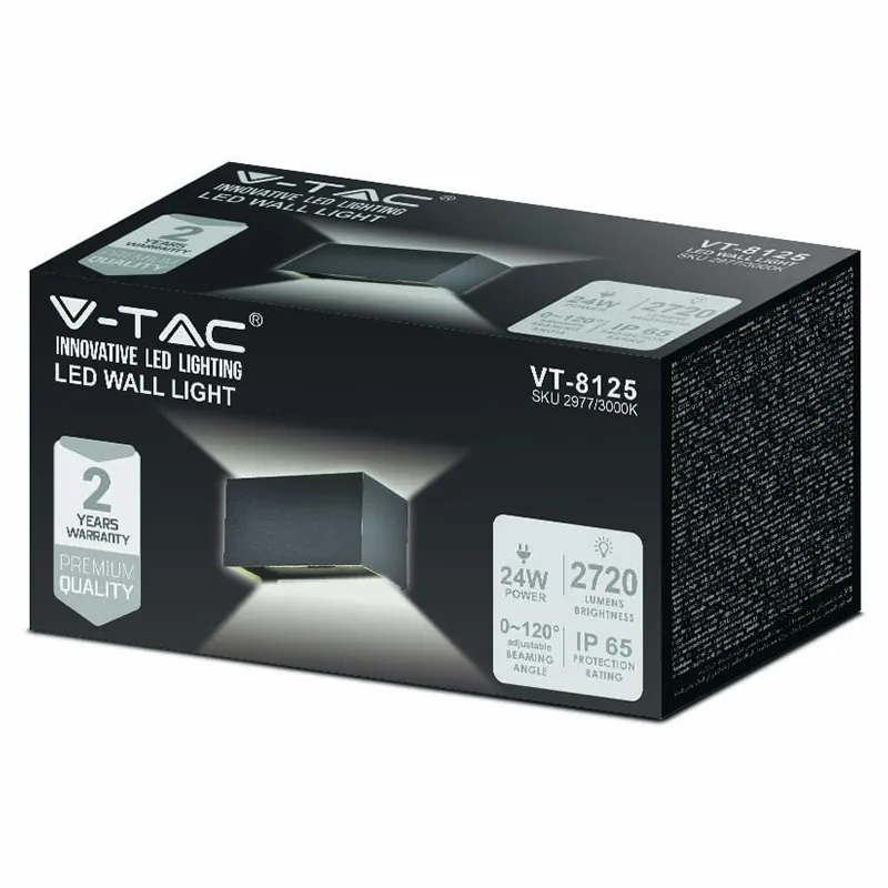 Corp Iluminat Perete IP65 24W 3000K - Negru