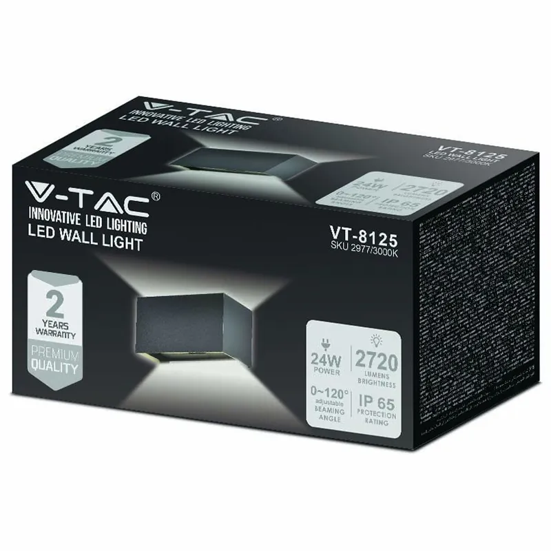 Corp Iluminat Perete IP65 24W 4000K  - Negru