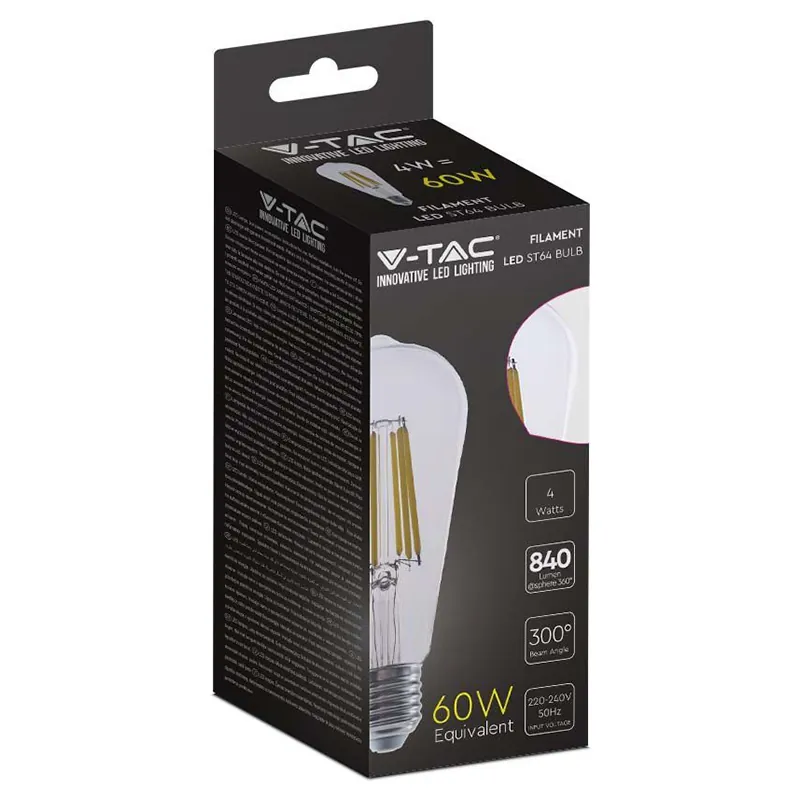 Bec LED ST64 E27 4W cu Filament 3000K Model Edison