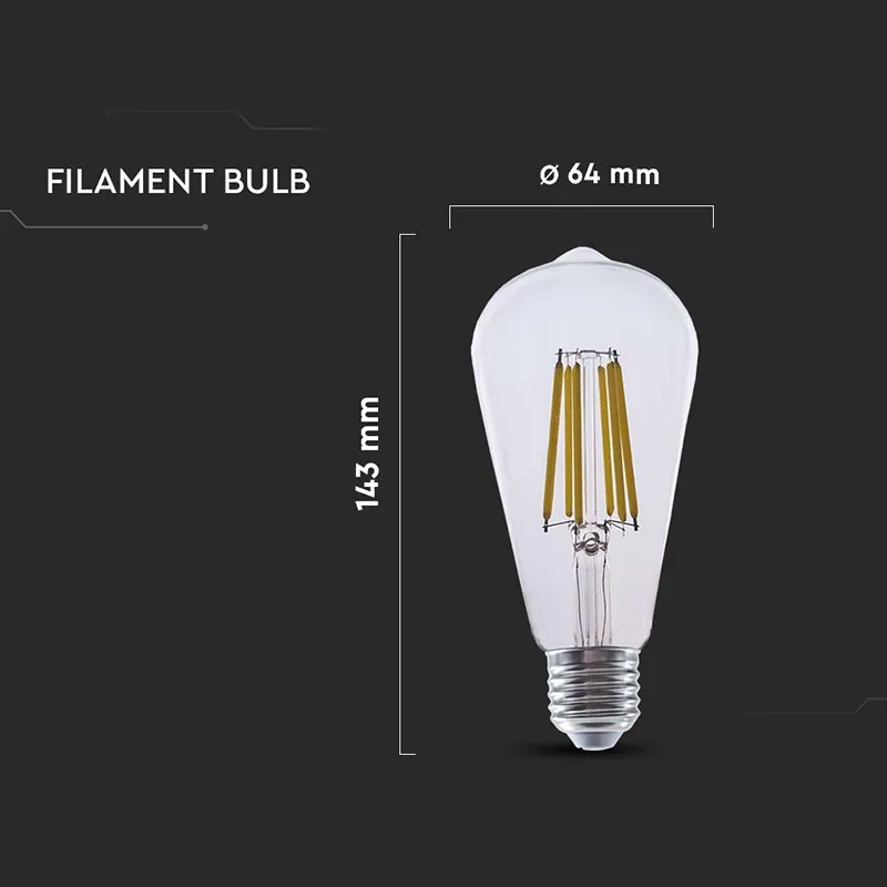 Bec LED ST64 E27 4W cu Filament 3000K Model Edison