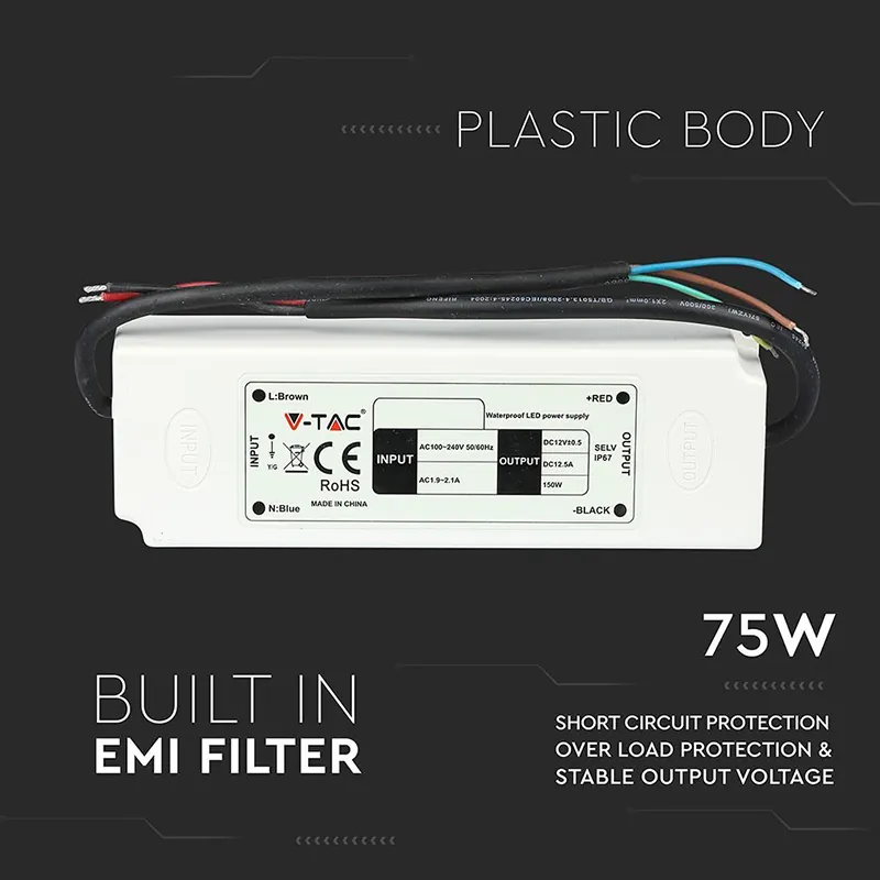 Sursa Alimentare Banda LED 12V 6A 75W, IP67