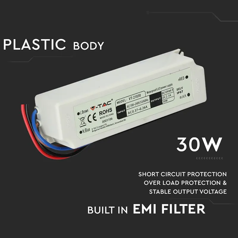 Sursa Alimentare Slim 12V 30W 2.5A IP67