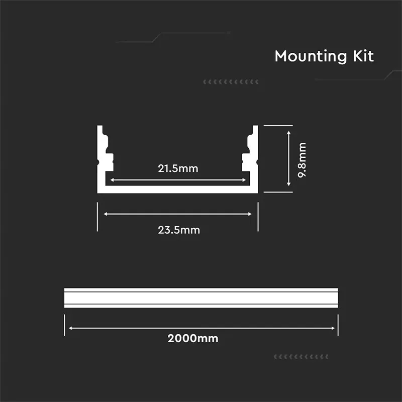 Profil Aluminiu pentru Banda LED 2M 23.5MM X 10MM Mat