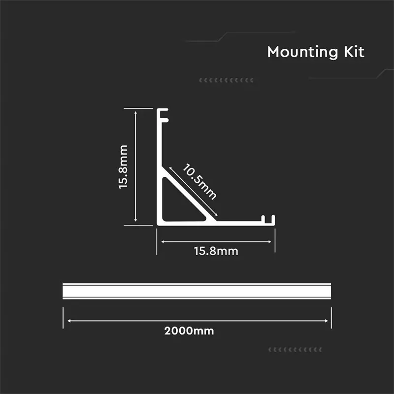 Profil Aluminiu pentru Banda LED 2M 15.8MM X 15.8MM Mat