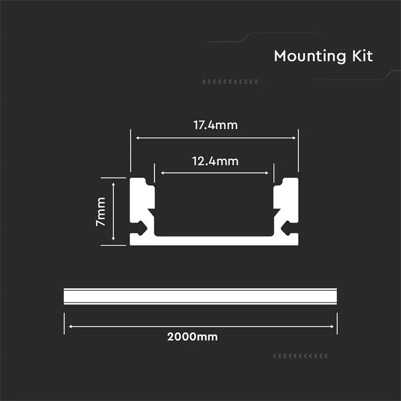 Profil Aluminiu pentru Banda LED 2M 17.4MM X 7.MM Mat