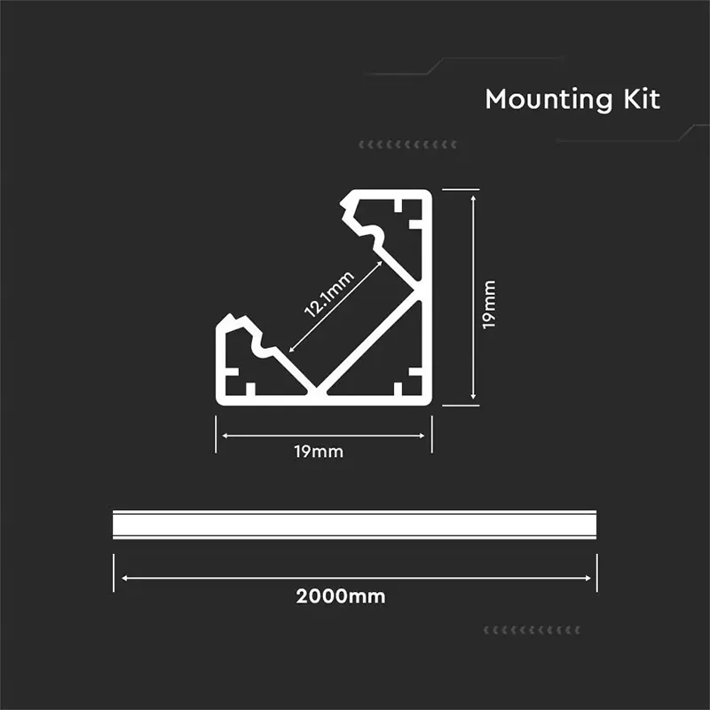 Profil Aluminiu pentru Banda LED 2M 19MM X 19MM Mat