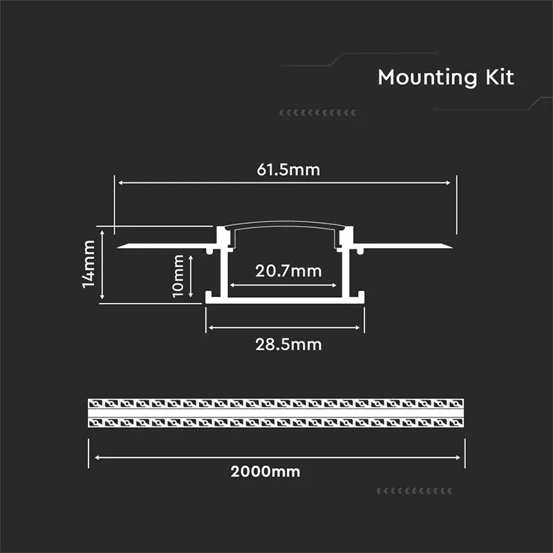 Profil Aluminiu pentru Banda LED Incastrat pentru Rigip