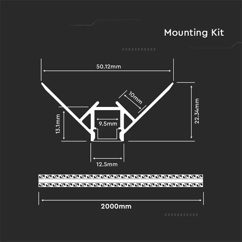 Profil Aluminiu pentru Banda LED Montaj Rigips Colt Exterior 2M Mat