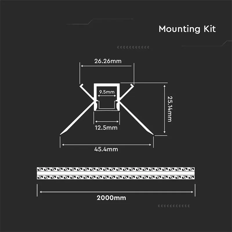 Profil Aluminiu pentru Banda LED Montaj Rigips Colt Interior 2M Mat