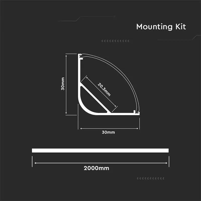 Profil Aluminiu pentru Banda LED Montaj Unghi 90GR 2M Mat