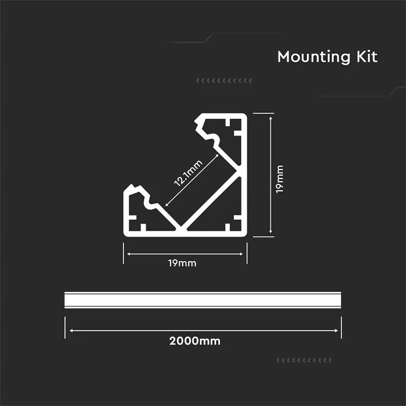Profil Aluminiu pentru Banda LED 2M 19MM X 19MM Alb