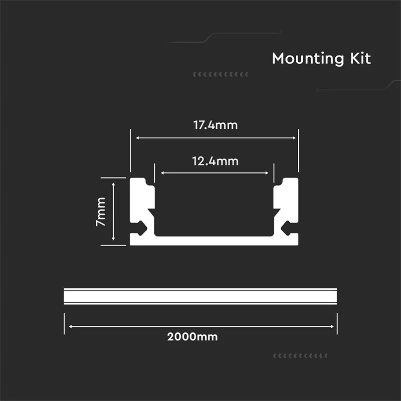 Profil Aluminiu pentru Banda LED 2M 17.4MM X 7.MM Alb