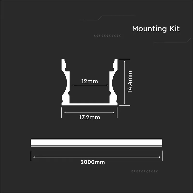 Profil Aluminiu pentru Banda LED 2M 17.2MM X 15.5MM Alb