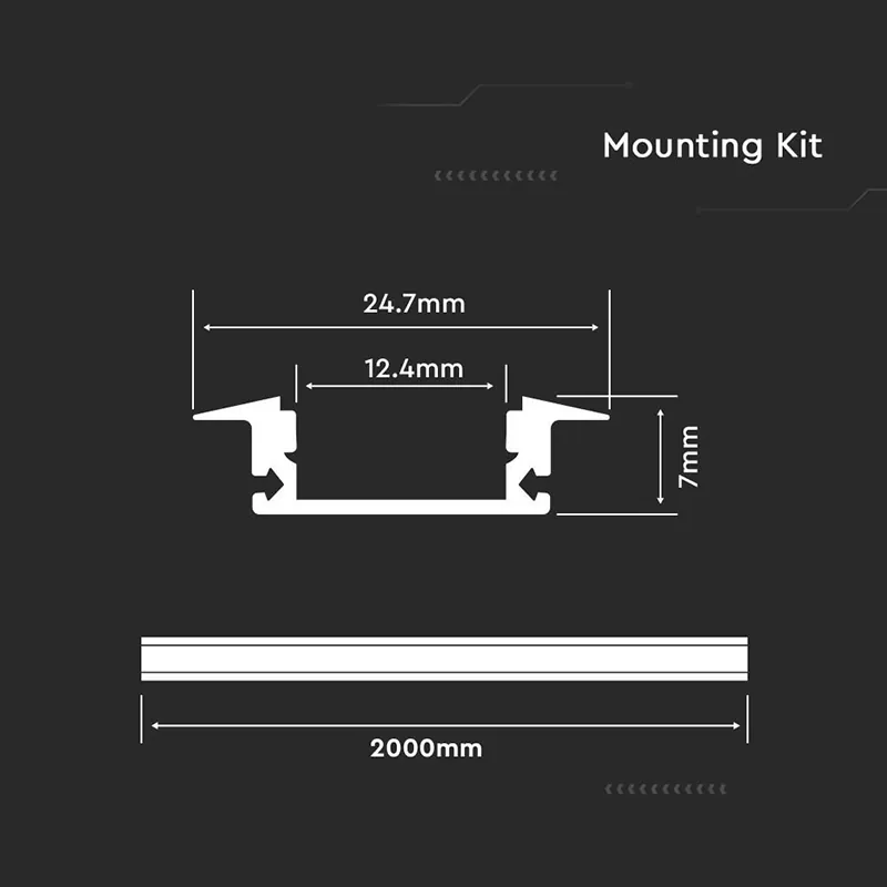 Profil Aluminiu pentru Banda LED 2M 24.7MM X 7MM Alb