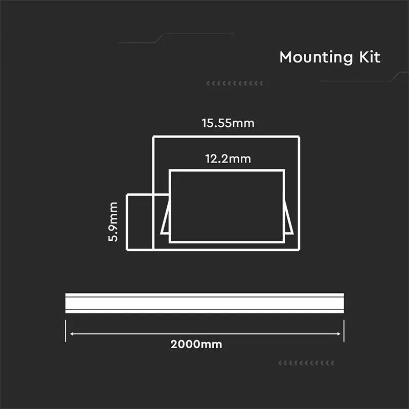 Profil Aluminiu pentru Banda LED 2M 16MM X 7.MM Alb