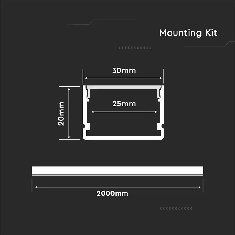 Profil Aluminiu pentru Banda LED 2M 30MM X 20MM Alb