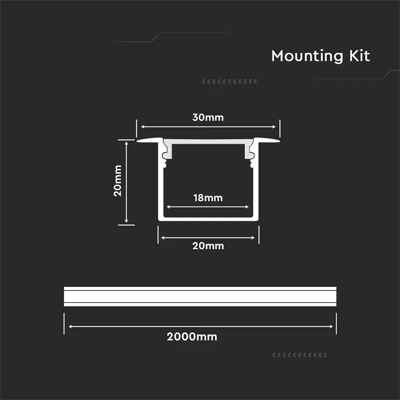 Profil Aluminiu pentru Banda LED 2M 30MM X 20MM Alb