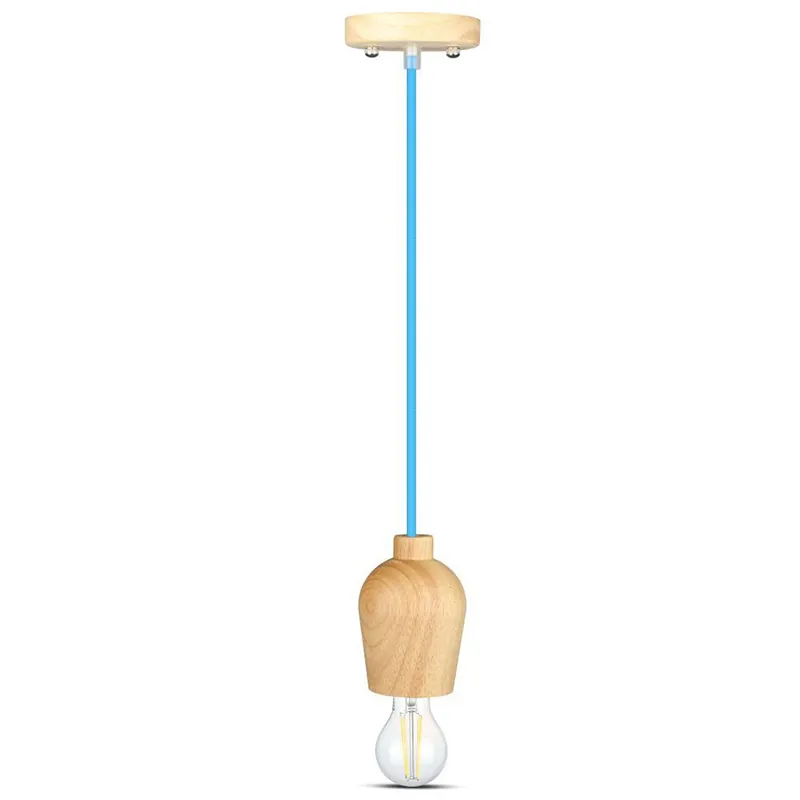 Pendul Tavan Soclu E27 Lemn - Albastru