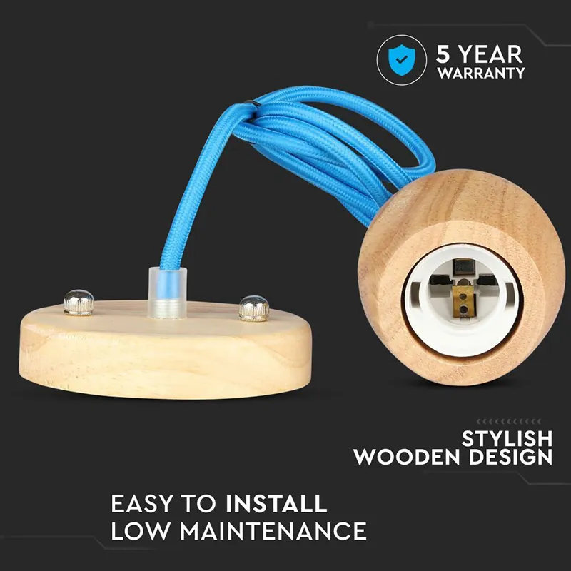 Pendul Tavan Soclu E27 Lemn - Albastru