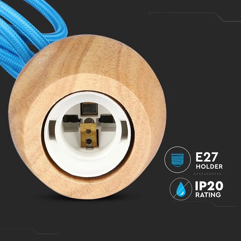 Pendul Tavan Soclu E27 Lemn - Albastru