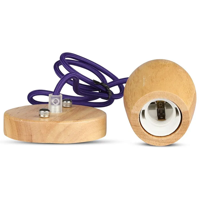 Pendul Tavan Soclu E27 Lemn - Violet