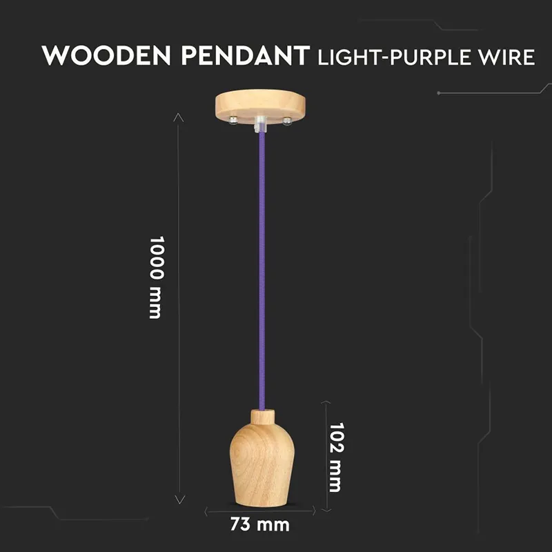 Pendul Tavan Soclu E27 Lemn - Violet